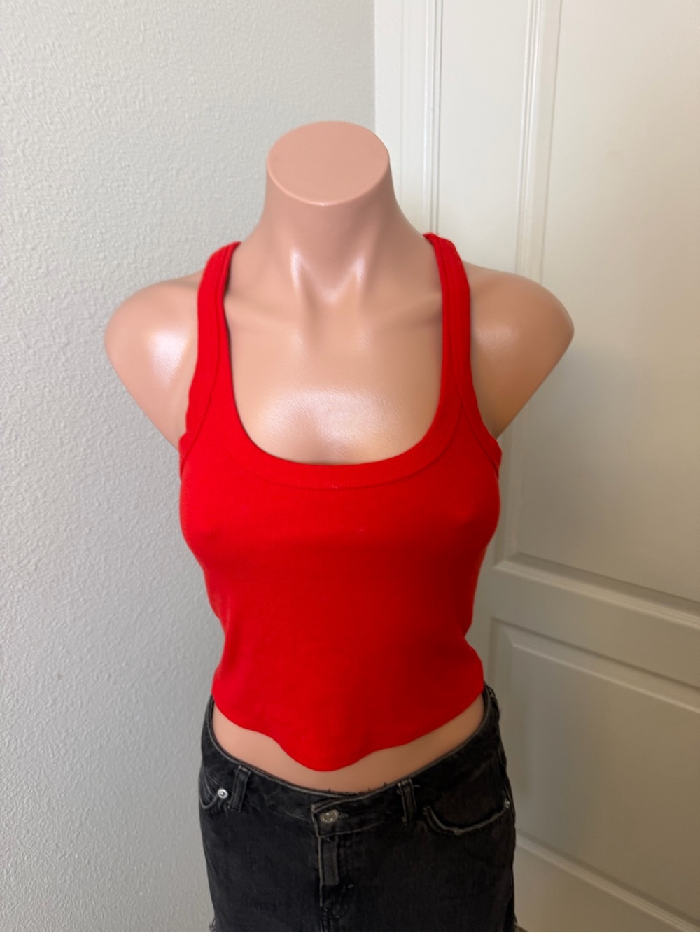 Tilly's Bright Red Ribbed Cropped Tank